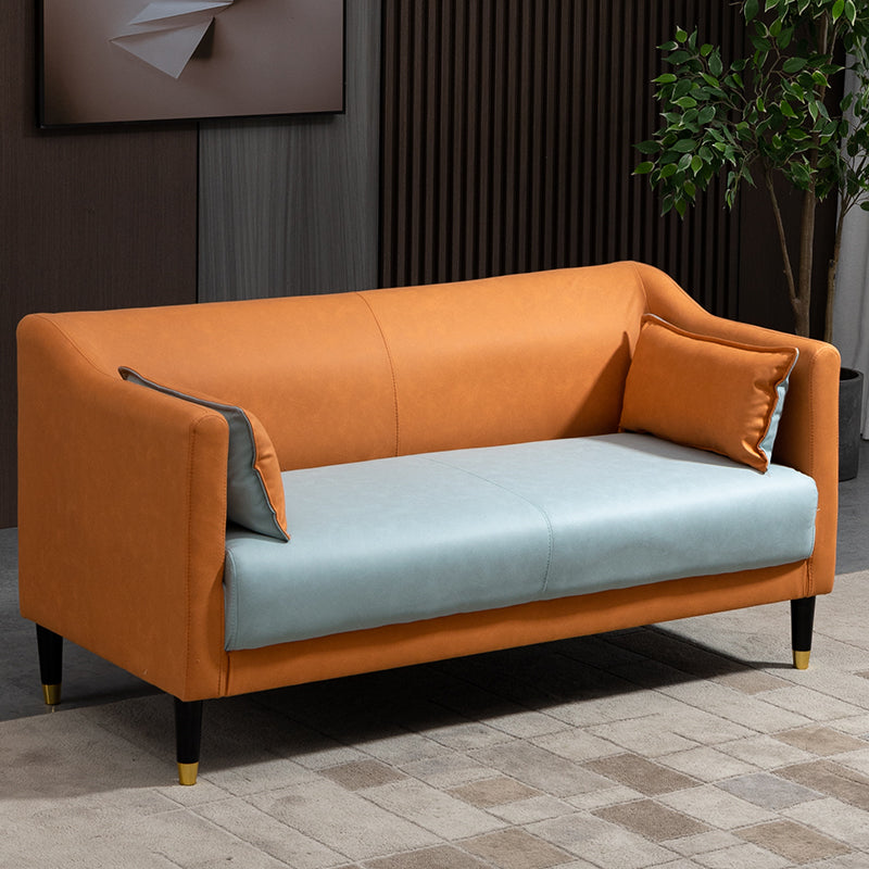 Stain Resistant Standard Sofa Pillows Included Settee with Metal Legs Orange Green Tech Cloth Clearhalo 'furn' 'furn_sofas' 'Furniture' 'Living Room Furniture' 'Sofa' 'sofas' 7007199