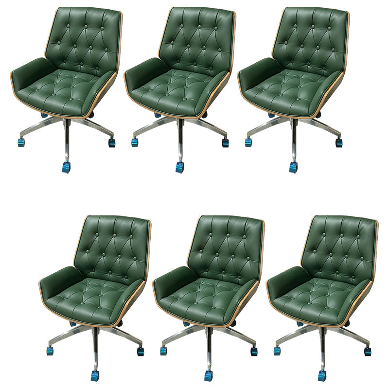 Chaise de bureau sans bras moderne sans chaise de bureau ergonomique en cuir pénible avec roues