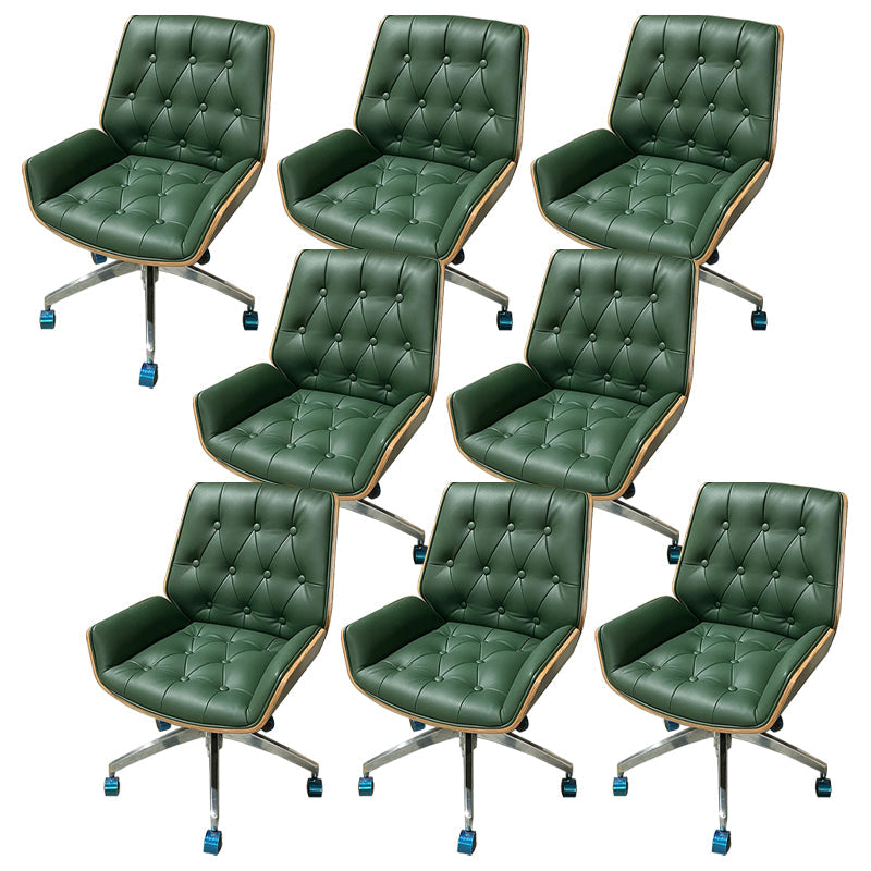 Chaise de bureau sans bras moderne sans chaise de bureau ergonomique en cuir pénible avec roues