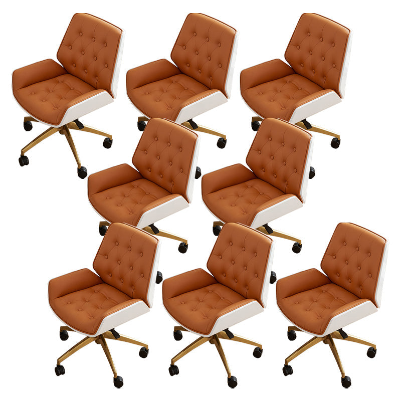 Chaise de bureau sans bras moderne sans chaise de bureau ergonomique en cuir pénible avec roues