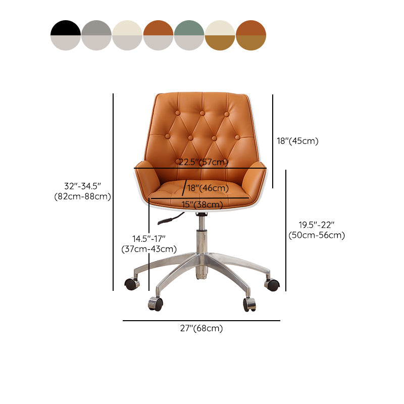 Chaise de bureau sans bras moderne sans chaise de bureau ergonomique en cuir pénible avec roues