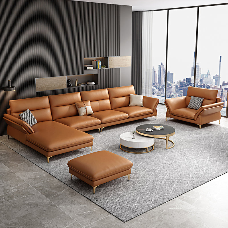 Modernismo sofá seccional cojín de brazo acampanado sofá seccional