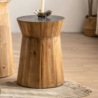 Rustic End Slide Table Living Room Distressed Brown Solid Wood Accent Side Table 14"L x 14"W x 19"H 1