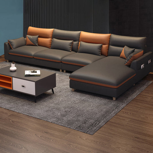 Faux lederen sectionele bank met opslag 35,43 "hoge bank met kussen terug