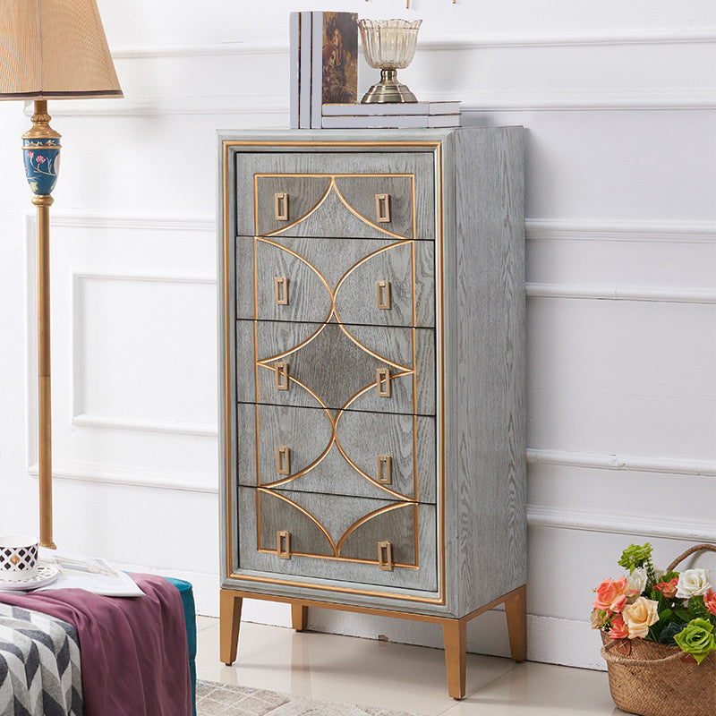 Commode de rangement verticale en bois de caoutchouc, lingerie Glam contemporaine, commode pour chambre à coucher