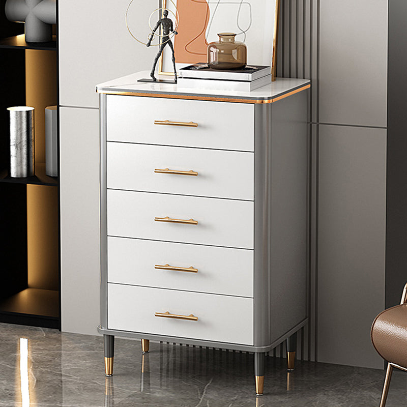 Classic Glam Lingerie Chest Vertical Marble Storage Chest with Drawers for Bedroom 24"L x 16"W x 37"H Gray-White Clearhalo 'Bedroom Furniture' 'Dressers & Chests' 'dressers_chests' 'furn' 'furn_dressers_chests' 'Furniture' 7008792