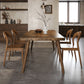 Mesa de comedor estilo simplicidad, mesa de comedor rectangular de madera maciza, color marrón
