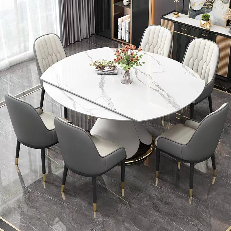 Glam Style Sintered Stone Table Pedestal Dining Table for Kitchen Clearhalo 'Dining Tables & Seating' 'Dining Tables' 'dining_table' 'furn' 'furn_dining_table' 'Furniture' 'Kitchen & Dining Furniture' 7012476