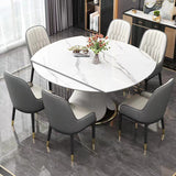 Glam Style Sintered Stone Table Pedestal Dining Table for Kitchen Clearhalo 'Dining Tables & Seating' 'Dining Tables' 'dining_table' 'furn' 'furn_dining_table' 'Furniture' 'Kitchen & Dining Furniture' 7012476