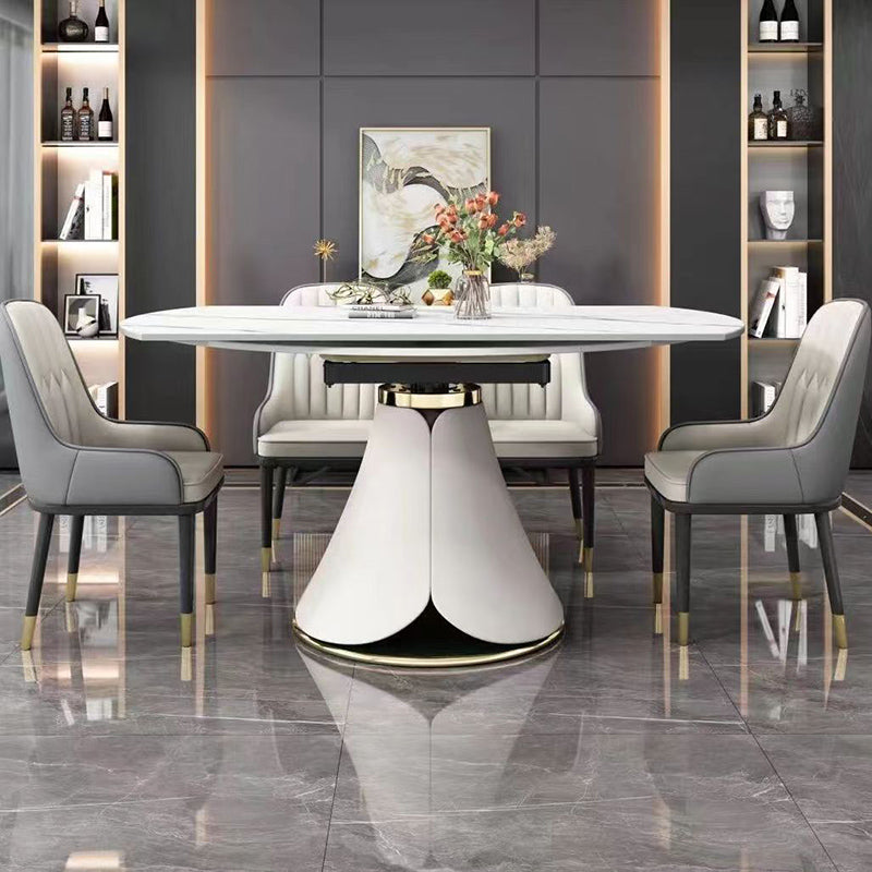 Glam Style Sintered Stone Table Pedestal Dining Table for Kitchen Clearhalo 'Dining Tables & Seating' 'Dining Tables' 'dining_table' 'furn' 'furn_dining_table' 'Furniture' 'Kitchen & Dining Furniture' 7012477