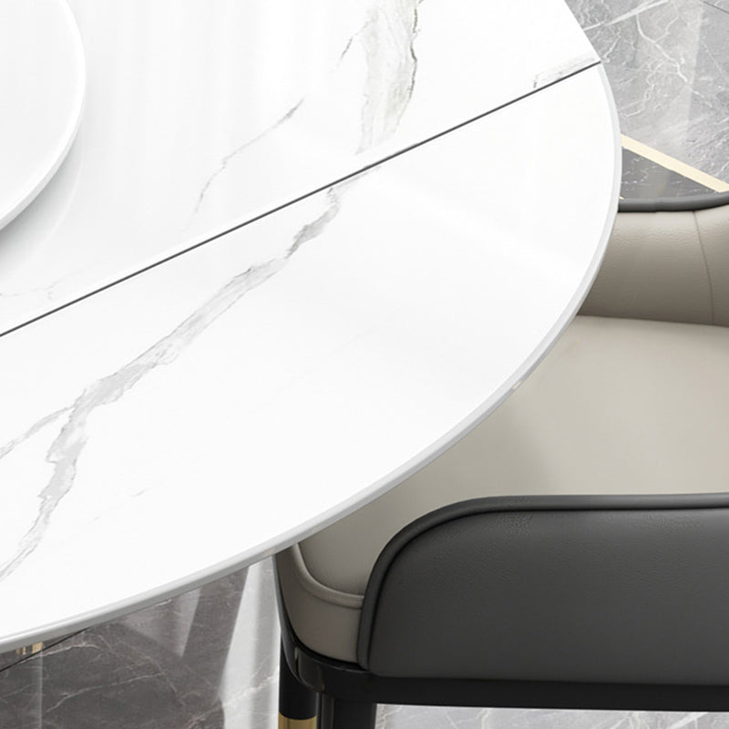 Glam Style Sintered Stone Table Pedestal Dining Table for Kitchen Clearhalo 'Dining Tables & Seating' 'Dining Tables' 'dining_table' 'furn' 'furn_dining_table' 'Furniture' 'Kitchen & Dining Furniture' 7012479