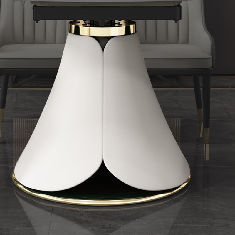 Glam Style Sintered Stone Table Pedestal Dining Table for Kitchen Clearhalo 'Dining Tables & Seating' 'Dining Tables' 'dining_table' 'furn' 'furn_dining_table' 'Furniture' 'Kitchen & Dining Furniture' 7012481