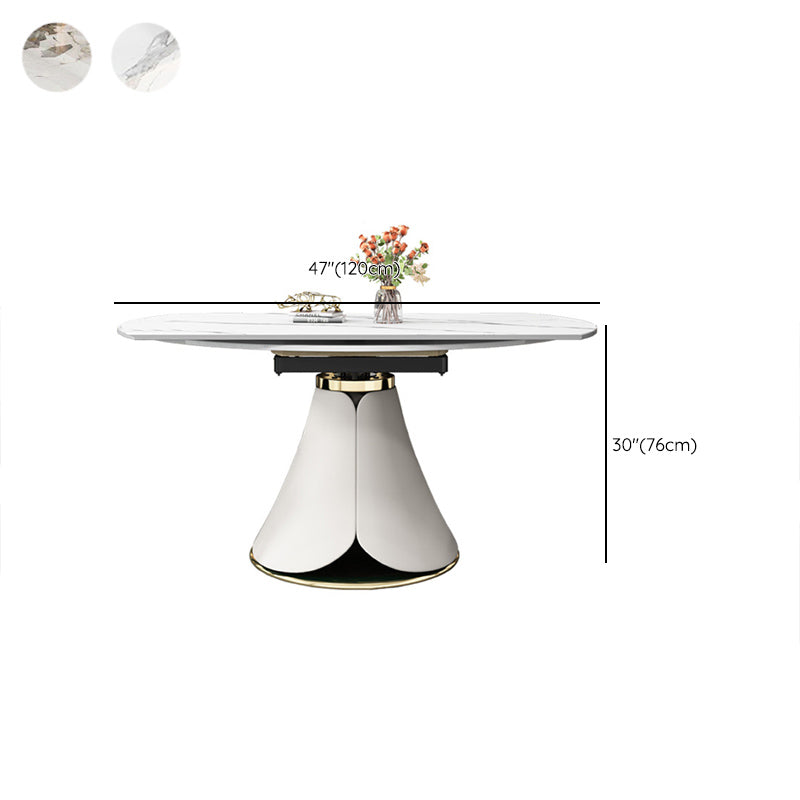 Glam Style Sintered Stone Table Pedestal Dining Table for Kitchen Clearhalo 'Dining Tables & Seating' 'Dining Tables' 'dining_table' 'furn' 'furn_dining_table' 'Furniture' 'Kitchen & Dining Furniture' 7012483