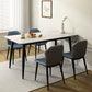 Glam Style Rectangle Dining Table Stone Top Dining Table with Black Legs