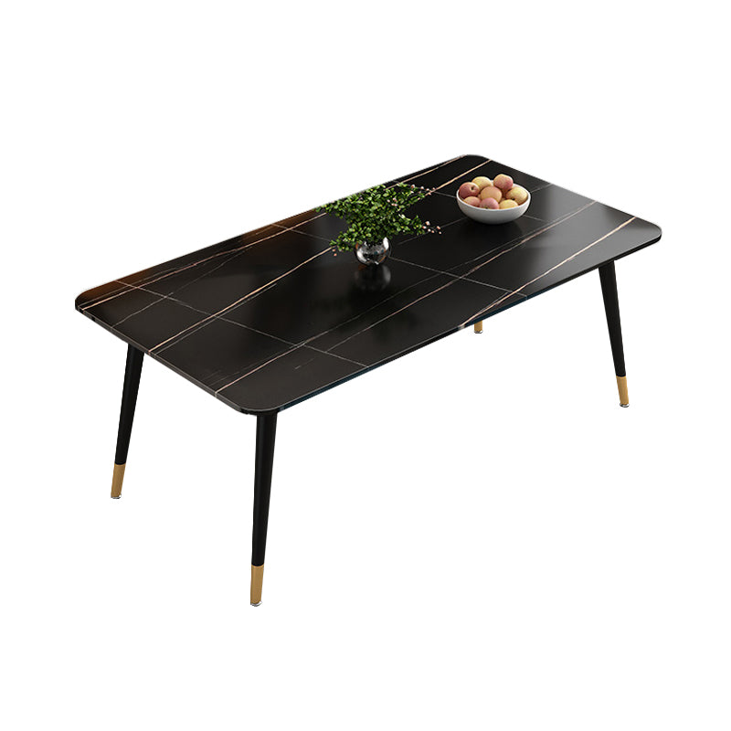 Rectangle Stone Top Dining Table Glam Style Kitchen Dining Table Black-Gold Without Chairs Clearhalo 'Dining Tables & Seating' 'Dining Tables' 'dining_table' 'furn' 'furn_dining_table' 'Furniture' 'Kitchen & Dining Furniture' 7012524