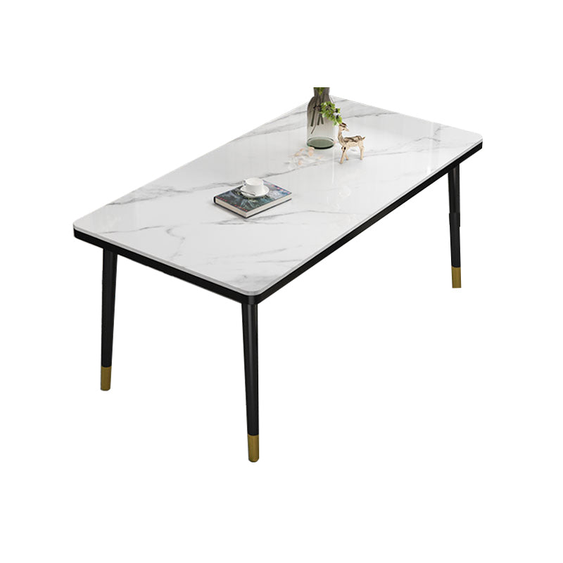 Rectangle Stone Top Dining Table Glam Style Kitchen Dining Table Without Chairs Clearhalo 'Dining Tables & Seating' 'Dining Tables' 'dining_table' 'furn' 'furn_dining_table' 'Furniture' 'Kitchen & Dining Furniture' 7012525