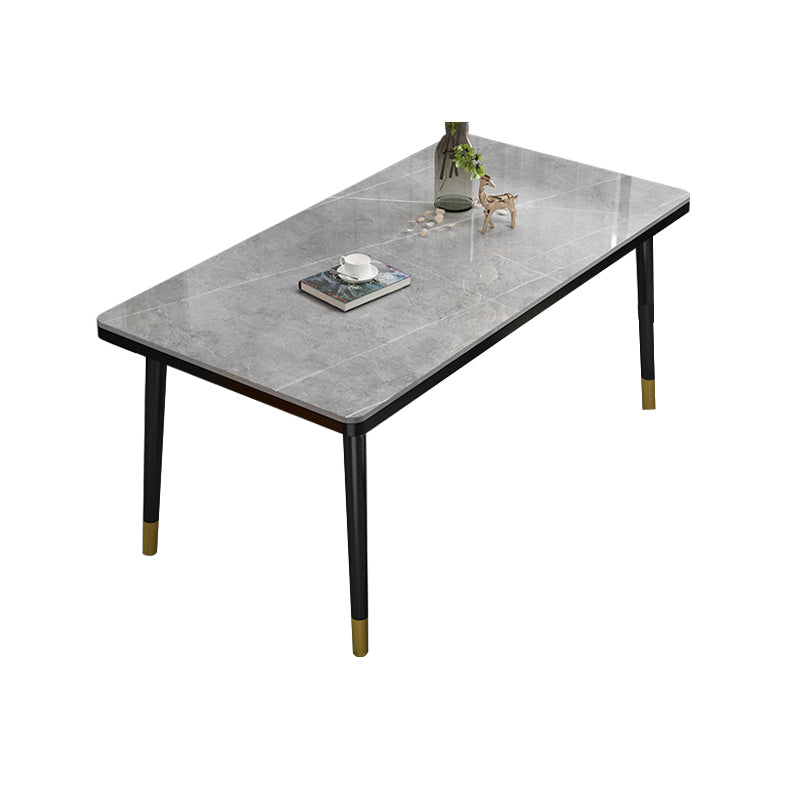 Rectangle Stone Top Dining Table Glam Style Kitchen Dining Table Grey Without Chairs Clearhalo 'Dining Tables & Seating' 'Dining Tables' 'dining_table' 'furn' 'furn_dining_table' 'Furniture' 'Kitchen & Dining Furniture' 7012529