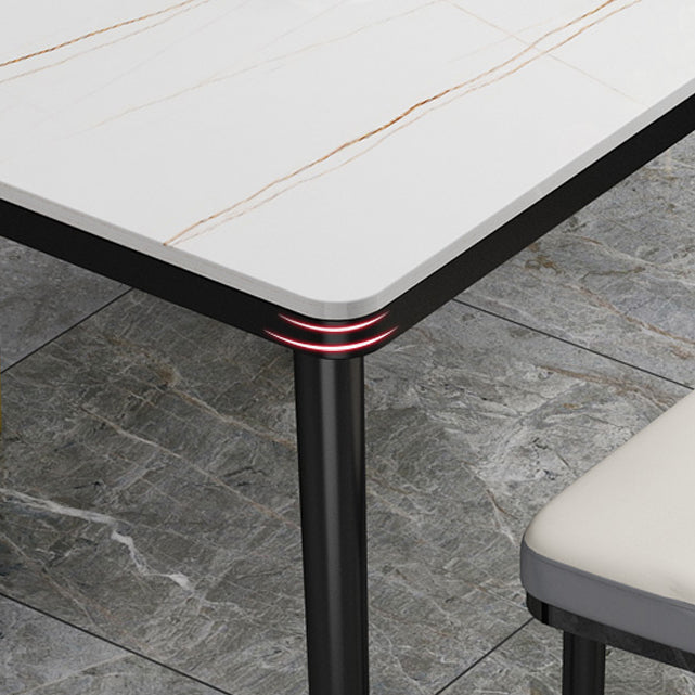 Rectangle Stone Top Dining Table Glam Style Kitchen Dining Table Clearhalo 'Dining Tables & Seating' 'Dining Tables' 'dining_table' 'furn' 'furn_dining_table' 'Furniture' 'Kitchen & Dining Furniture' 7012532