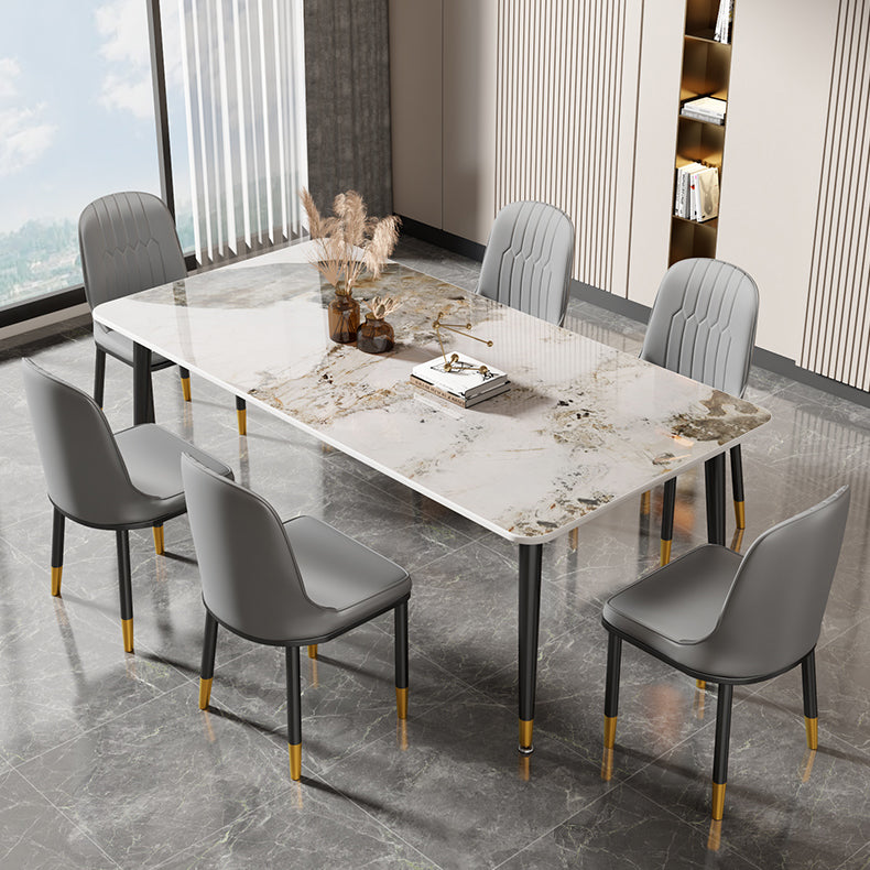 Glam Style Rectangle Dining Table Stone Top Dining Room Table Clearhalo 'Dining Tables & Seating' 'Dining Tables' 'dining_table' 'furn' 'furn_dining_table' 'Furniture' 'Kitchen & Dining Furniture' 7012538