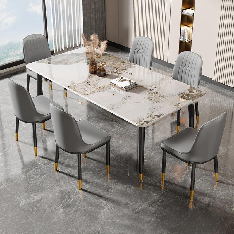 Glam Style Rectangle Dining Table Stone Top Dining Room Table Pandora Gold Without Chairs Clearhalo 'Dining Tables & Seating' 'Dining Tables' 'dining_table' 'furn' 'furn_dining_table' 'Furniture' 'Kitchen & Dining Furniture' 7012541