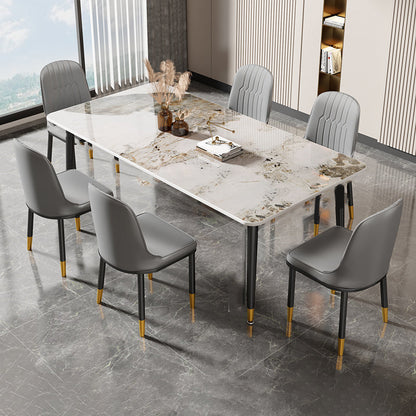 Glam Style Rectangle Dining Table Stone Top Dining Room Table Pandora Gold Without Chairs Clearhalo 'Dining Tables & Seating' 'Dining Tables' 'dining_table' 'furn' 'furn_dining_table' 'Furniture' 'Kitchen & Dining Furniture' 7012541