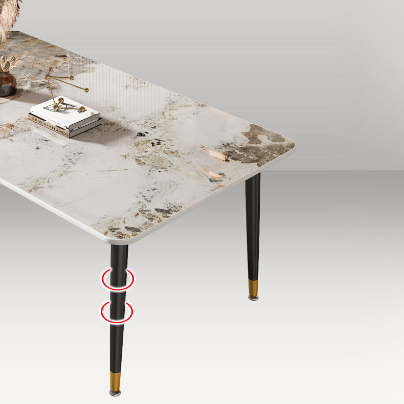 Glam Style Rectangle Dining Table Stone Top Dining Room Table Clearhalo 'Dining Tables & Seating' 'Dining Tables' 'dining_table' 'furn' 'furn_dining_table' 'Furniture' 'Kitchen & Dining Furniture' 7012546