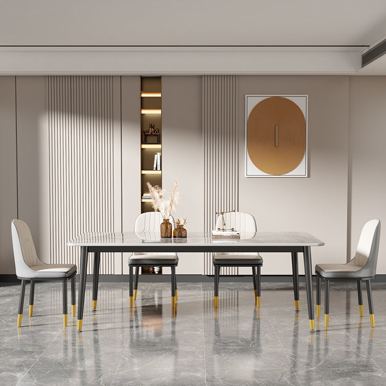 Glam Style Rectangle Dining Table Stone Top Dining Room Table Clearhalo 'Dining Tables & Seating' 'Dining Tables' 'dining_table' 'furn' 'furn_dining_table' 'Furniture' 'Kitchen & Dining Furniture' 7012550