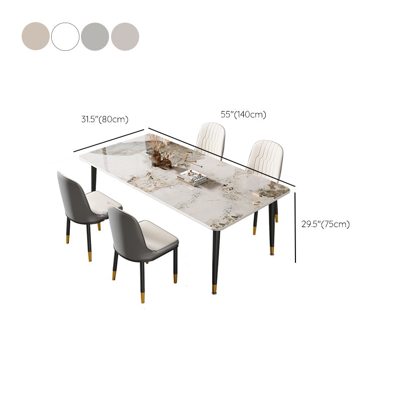 Glam Style Rectangle Dining Table Stone Top Dining Room Table Clearhalo 'Dining Tables & Seating' 'Dining Tables' 'dining_table' 'furn' 'furn_dining_table' 'Furniture' 'Kitchen & Dining Furniture' 7012553