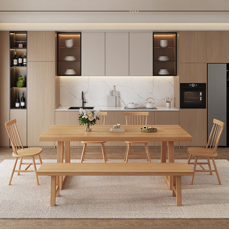 Simplicity Style Dinette Table Rectangle Solid Wood Dinner Table in Brown Clearhalo 'Dining Tables & Seating' 'Dining Tables' 'dining_table' 'furn' 'furn_dining_table' 'Furniture' 'Kitchen & Dining Furniture' 7012573