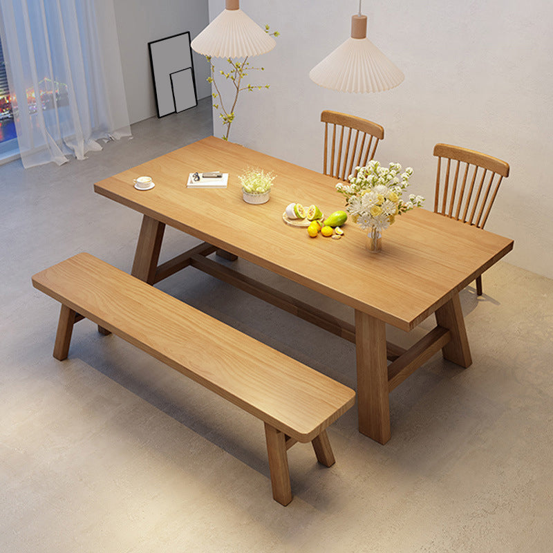 Industrial Style Dinette Table Rectangle Solid Wood Dinner Table in Brown Clearhalo 'Dining Tables & Seating' 'Dining Tables' 'dining_table' 'furn' 'furn_dining_table' 'Furniture' 'Kitchen & Dining Furniture' 7012643