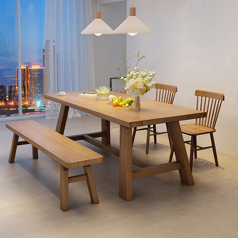 Industrial Style Dinette Table Rectangle Solid Wood Dinner Table in Brown Clearhalo 'Dining Tables & Seating' 'Dining Tables' 'dining_table' 'furn' 'furn_dining_table' 'Furniture' 'Kitchen & Dining Furniture' 7012644