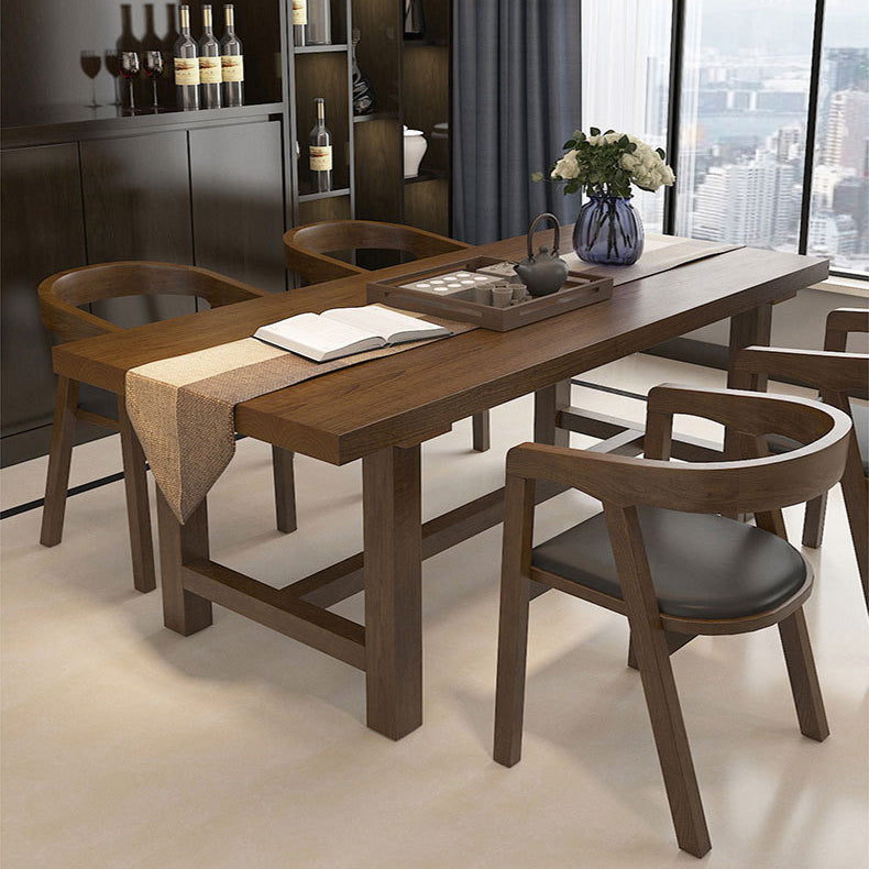 Industrieller Dinette-Tisch, rechteckiger Esstisch aus massivem Holz in Braun