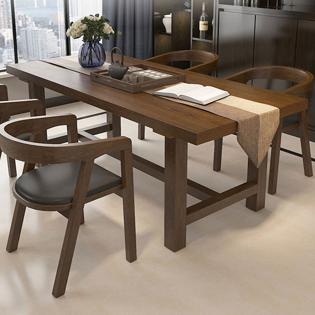 Industrieller Dinette-Tisch, rechteckiger Esstisch aus massivem Holz in Braun