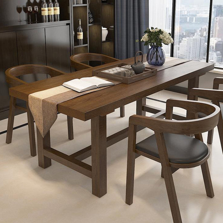 Industrieller Dinette-Tisch, rechteckiger Esstisch aus massivem Holz in Braun