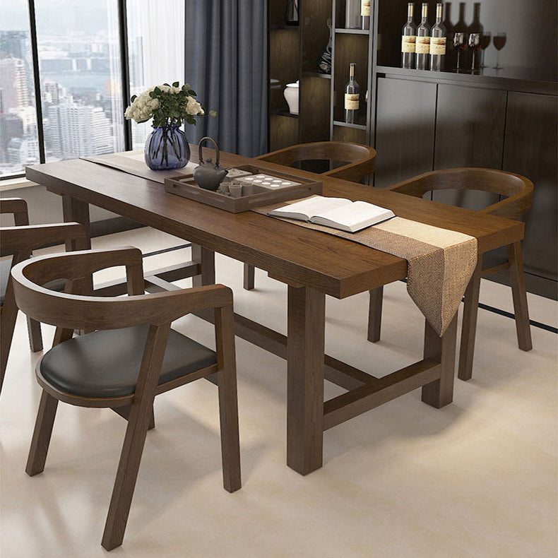 Industrieller Dinette-Tisch, rechteckiger Esstisch aus massivem Holz in Braun