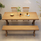 Industrial Dinner Table Rectangle Solid Wood Dinette Table in Brown