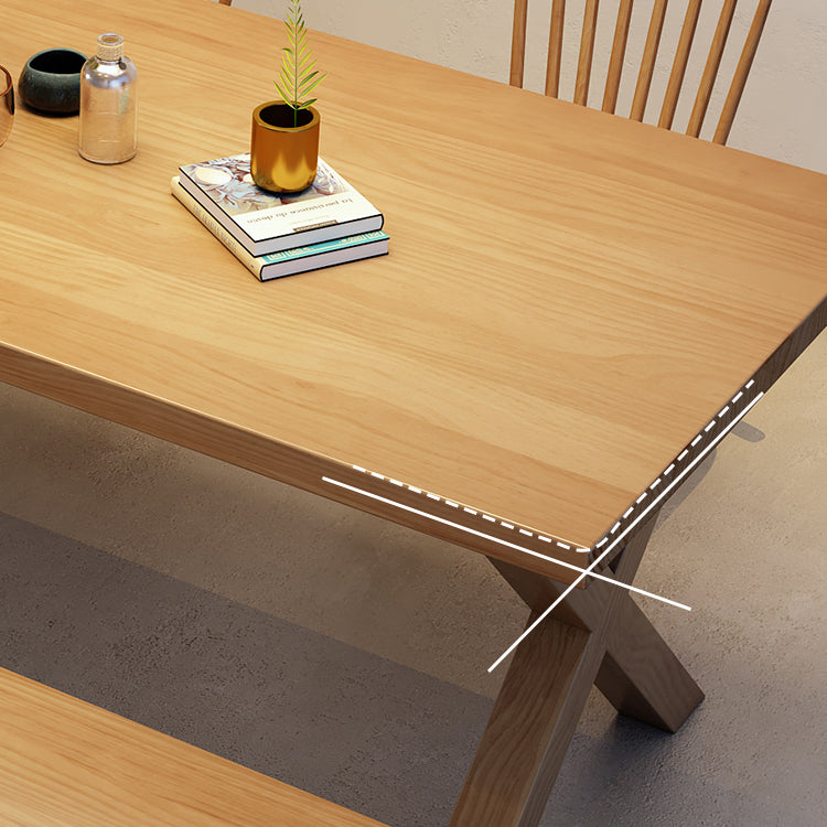 Industrial Dinner Table Rectangle Solid Wood Dinette Table in Brown
