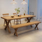 Industrial Dinner Table Rectangle Solid Wood Dinette Table in Brown