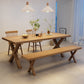 Industrial Dinner Table Rectangle Solid Wood Dinette Table in Brown