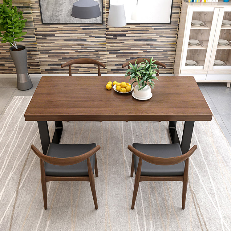 Industrial Dinner Table Solid Wood Rectangle Dinette Table in Brown