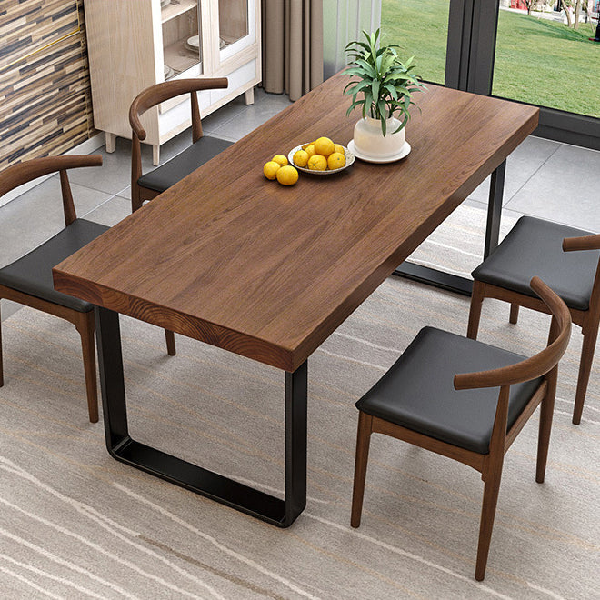 Industrial Dinner Table Solid Wood Rectangle Dinette Table in Brown