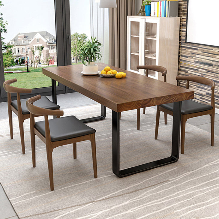Industrial Dinner Table Solid Wood Rectangle Dinette Table in Brown