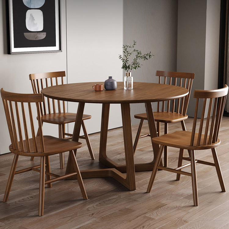 Dining Room Dinner Table Round Wood Top Kitchen Dining Table Clearhalo 'Dining Tables & Seating' 'Dining Tables' 'dining_table' 'furn' 'furn_dining_table' 'Furniture' 'Kitchen & Dining Furniture' 7012747