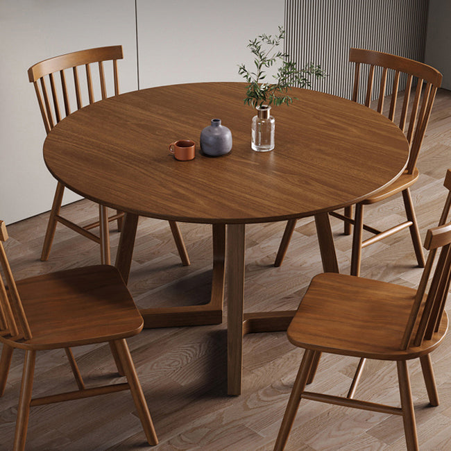 Dining Room Dinner Table Round Wood Top Kitchen Dining Table Clearhalo 'Dining Tables & Seating' 'Dining Tables' 'dining_table' 'furn' 'furn_dining_table' 'Furniture' 'Kitchen & Dining Furniture' 7012753