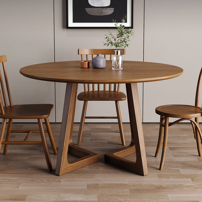 Dining Room Dinner Table Round Wood Top Kitchen Dining Table Clearhalo 'Dining Tables & Seating' 'Dining Tables' 'dining_table' 'furn' 'furn_dining_table' 'Furniture' 'Kitchen & Dining Furniture' 7012756