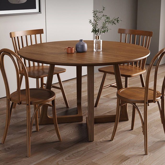 Dining Room Dinner Table Round Wood Top Kitchen Dining Table Clearhalo 'Dining Tables & Seating' 'Dining Tables' 'dining_table' 'furn' 'furn_dining_table' 'Furniture' 'Kitchen & Dining Furniture' 7012757