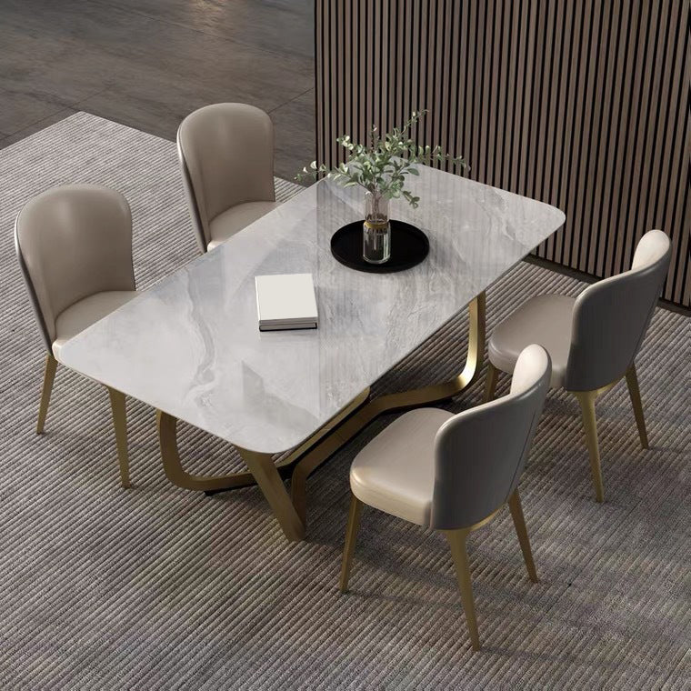 Glam-stijl eettafel stenen rechthoekige eettafel in wit