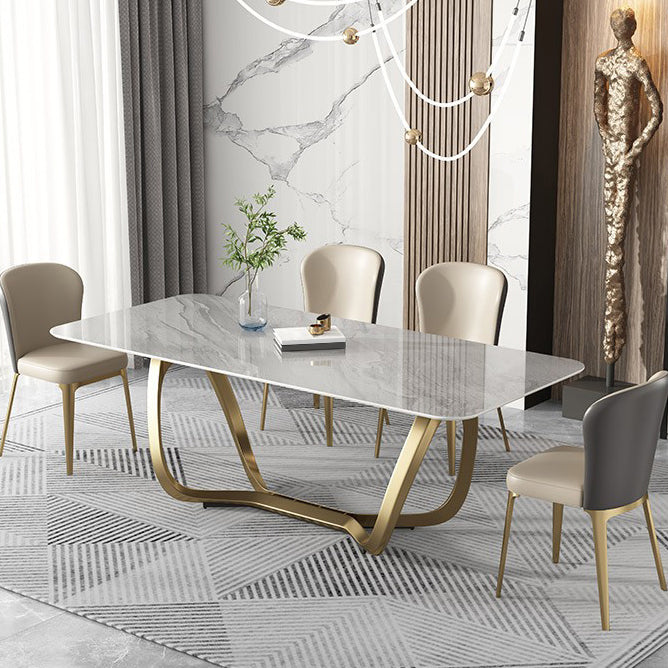 Glam-stijl eettafel stenen rechthoekige eettafel in wit