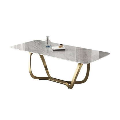 Glam-stijl eettafel stenen rechthoekige eettafel in wit
