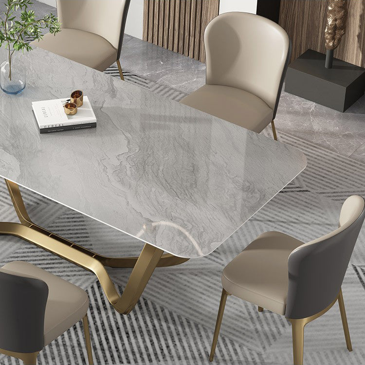 Glam-stijl eettafel stenen rechthoekige eettafel in wit